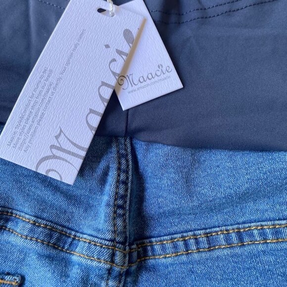 Maacie Maternity High Waist Jean Shorts Whole Pregnancy Short Jeans - Picture 10 of 10